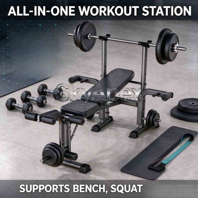 ม้านั่งยกน้ำหนักแบบพับได้ อเนก - All In One Gym Home Equipment บทวิจารณ์และราคา